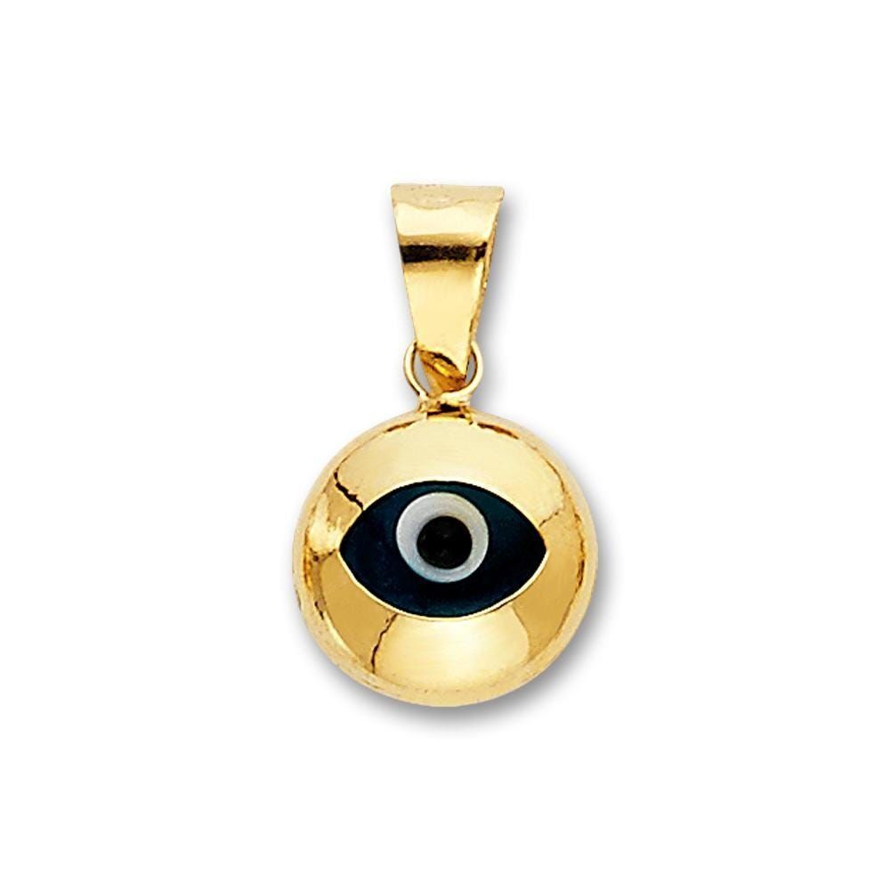 14K Yellow Gold Evil Eye Pendant | Dainty Protective Charm By Tehrani Jewelry